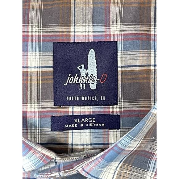 Johnnie-O Hangin' Out Men’s XL Button Up Shirt Long Sleeve Misc Plaid Cotton-EUC - Picture 10 of 13